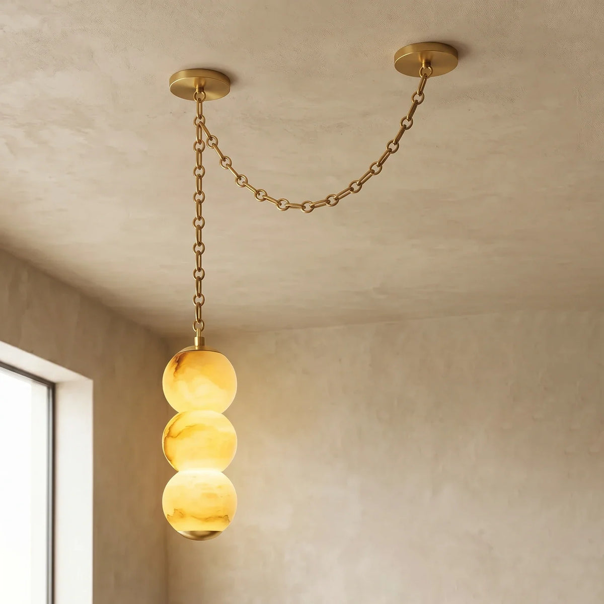 Marlowe Stacked Alabaster Chain Chandelier – Alabaster detail 16