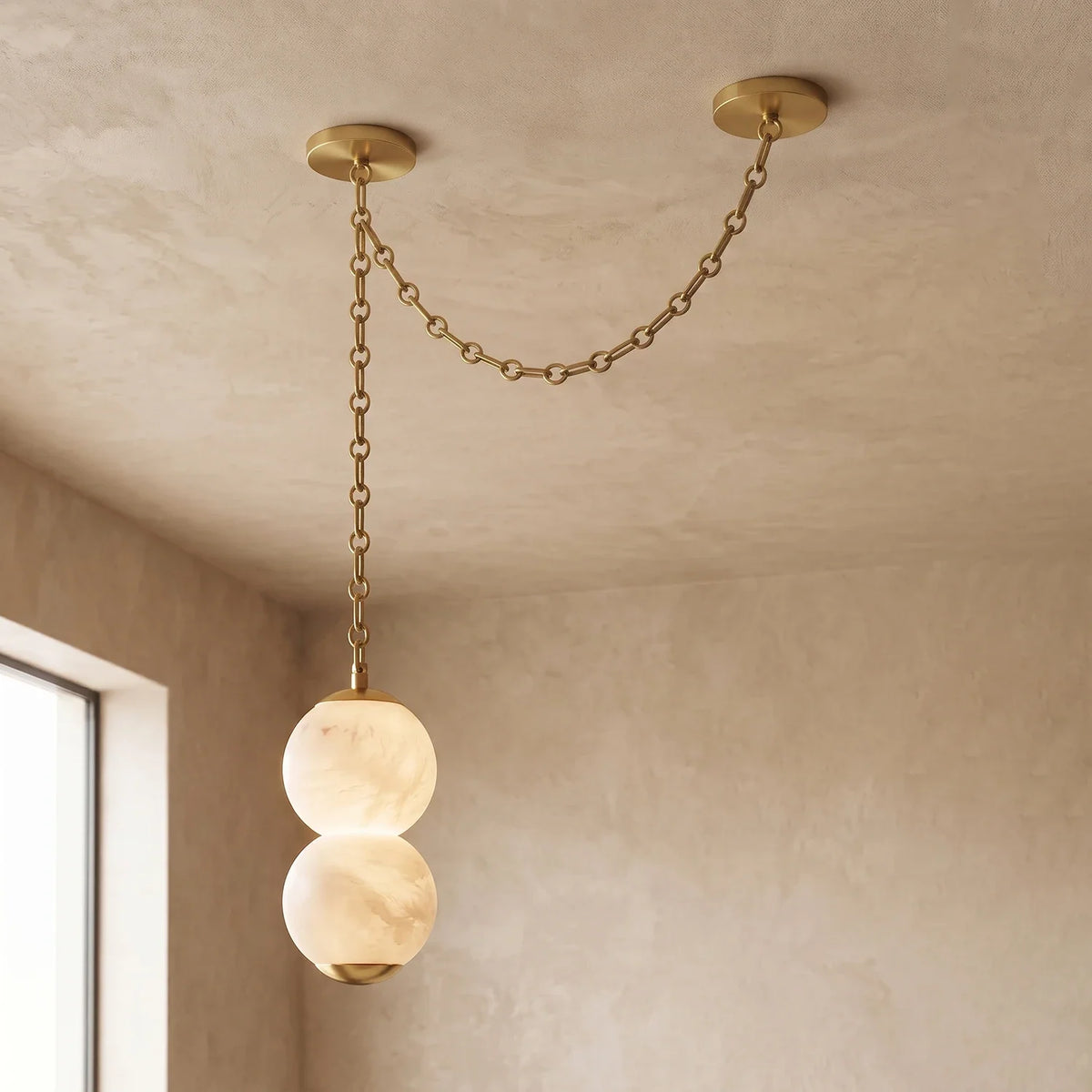 Marlowe Stacked Alabaster Chain Chandelier – Alabaster detail 15