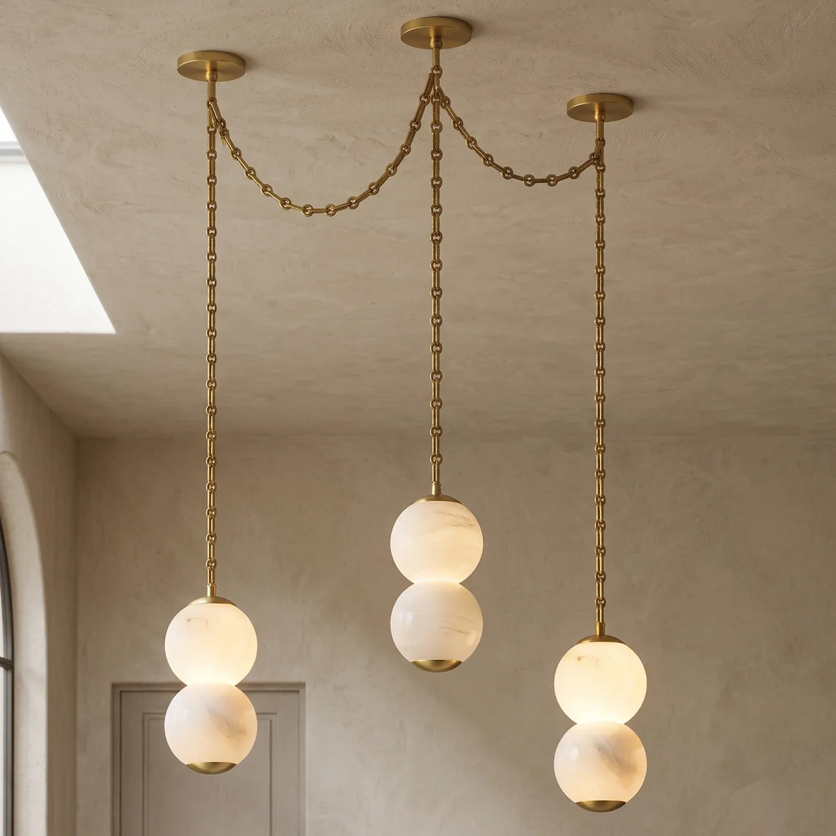Marlowe Stacked Alabaster Chain Chandelier – Alabaster detail 21