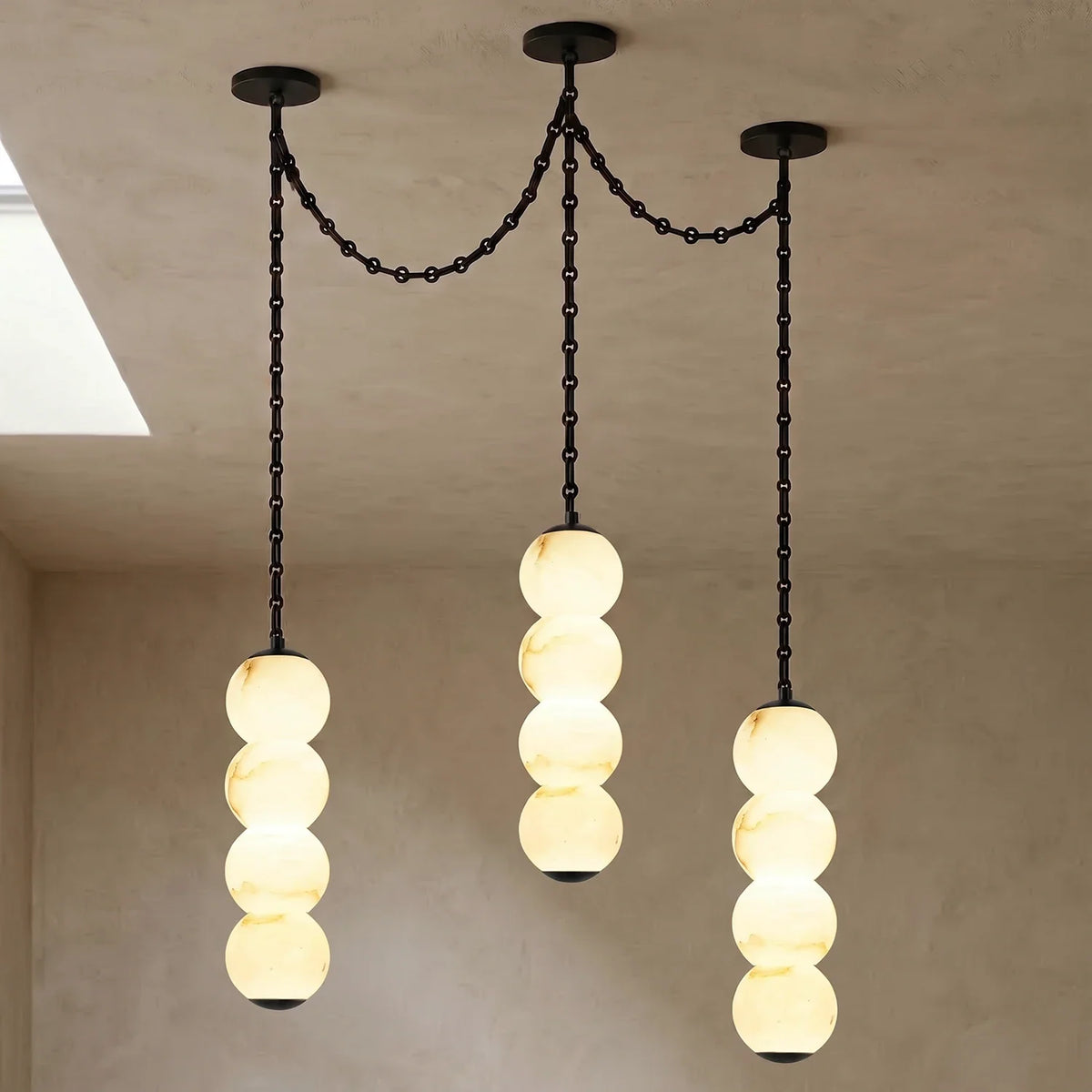Marlowe Stacked Alabaster Chain Chandelier – Alabaster detail 49