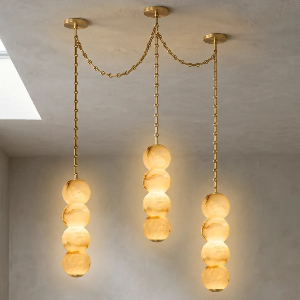 Marlowe Stacked Alabaster Chain Chandelier – Alabaster detail 23