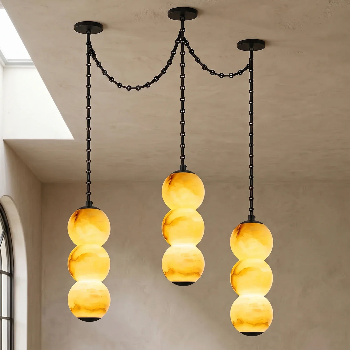 Marlowe Stacked Alabaster Chain Chandelier – Alabaster detail 48