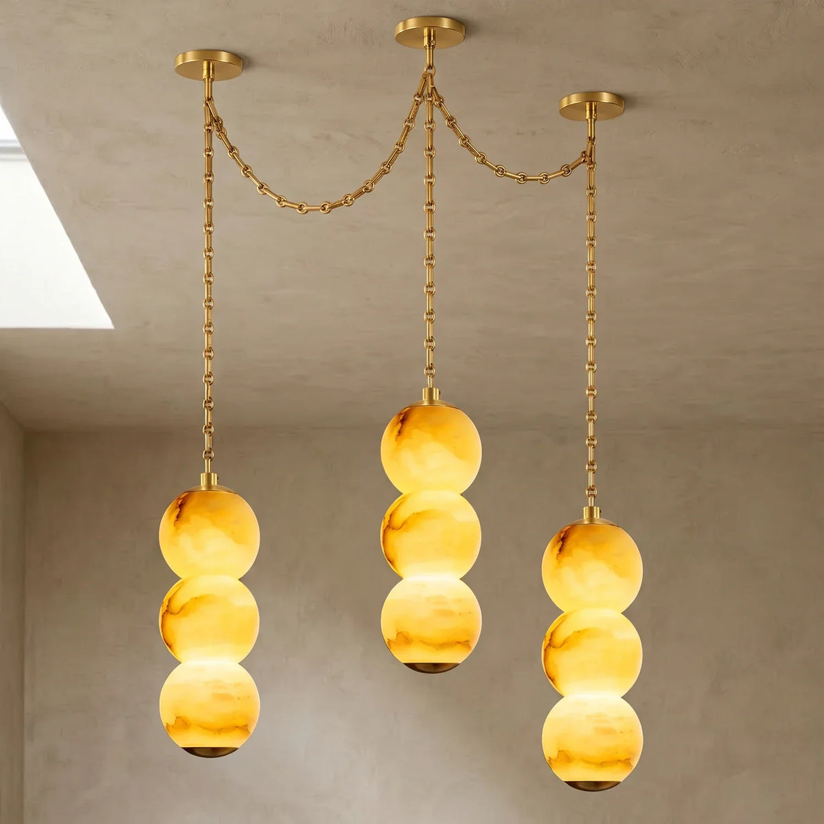 Marlowe Stacked Alabaster Chain Chandelier – Alabaster detail 22