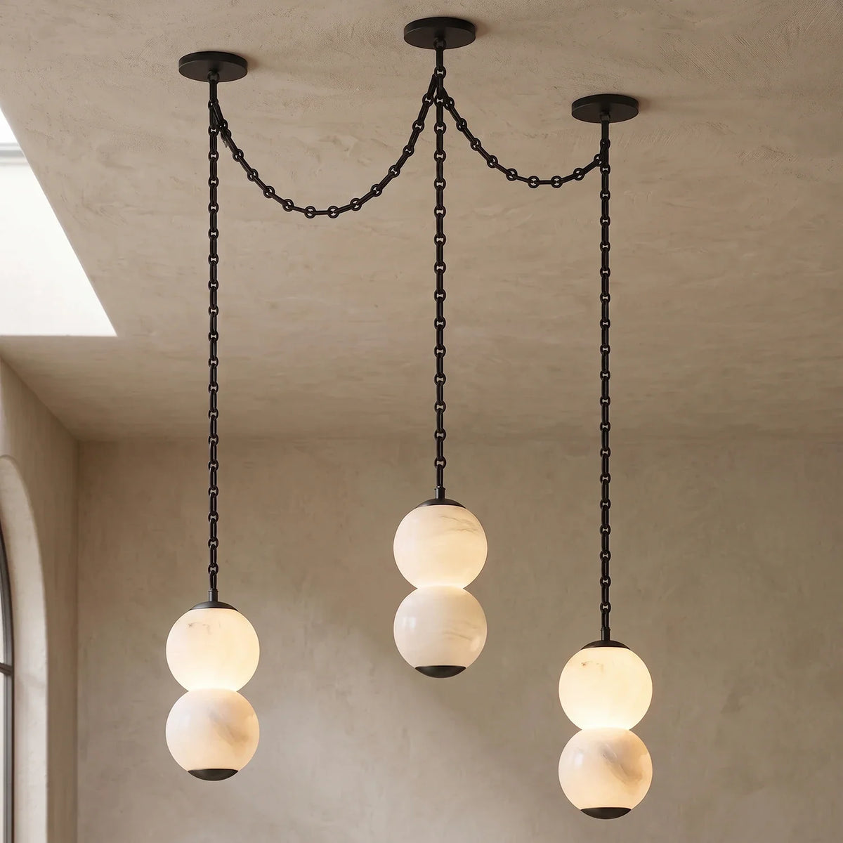 Marlowe Stacked Alabaster Chain Chandelier – Alabaster detail 47