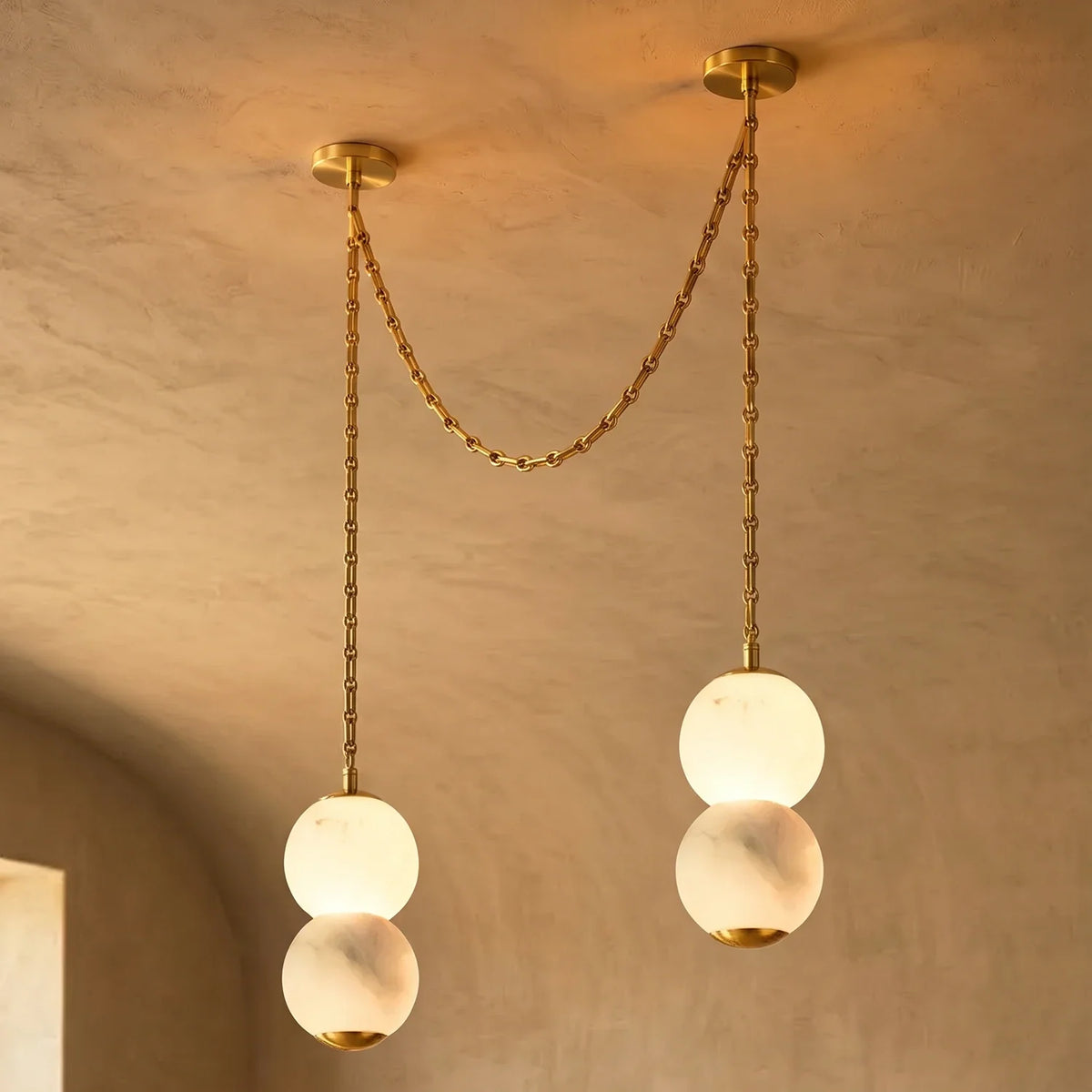 Marlowe Stacked Alabaster Chain Chandelier – Alabaster detail 18