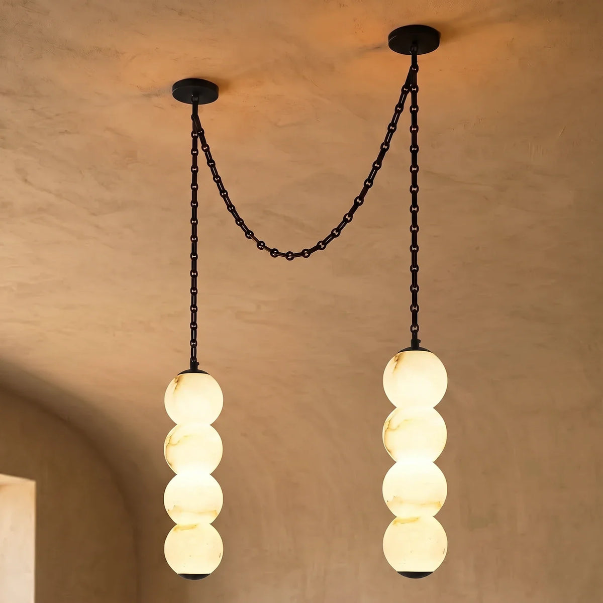 Marlowe Stacked Alabaster Chain Chandelier – Alabaster detail 46