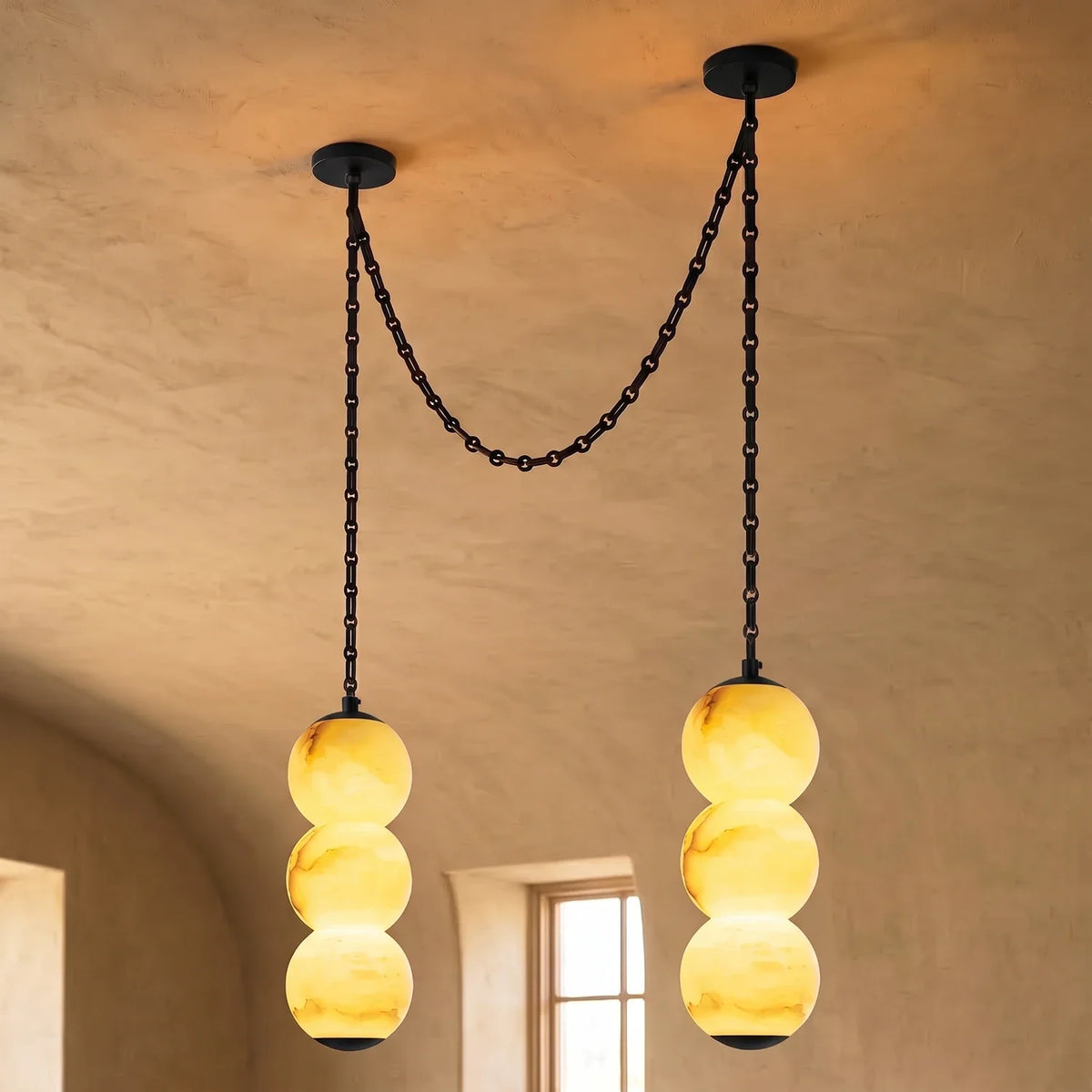 Marlowe Stacked Alabaster Chain Chandelier – Alabaster detail 45