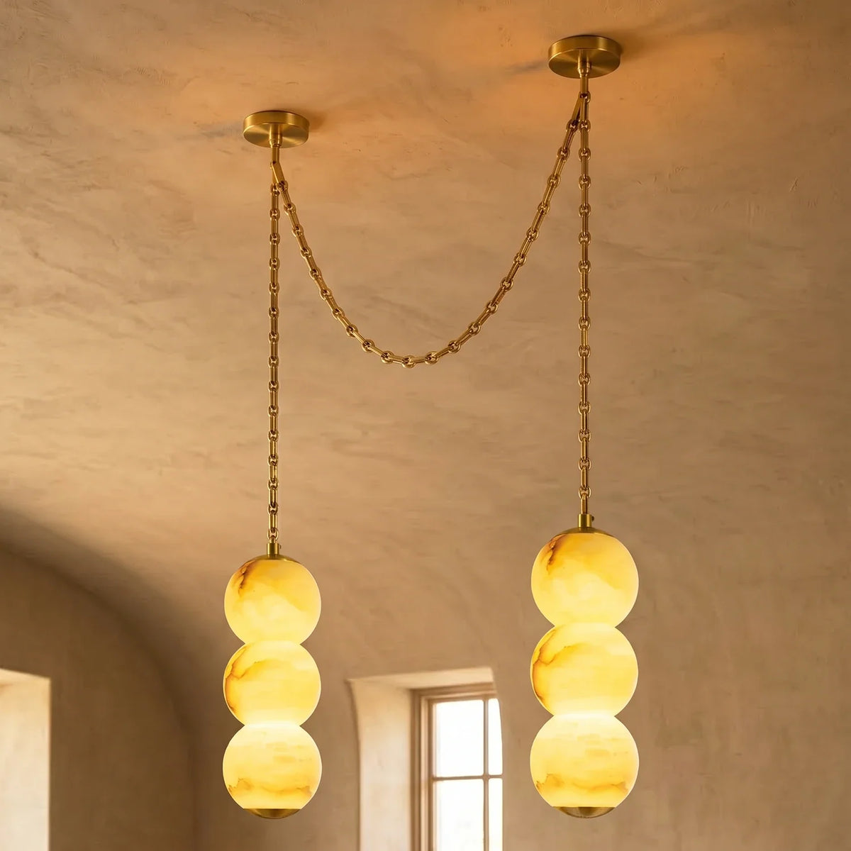 Marlowe Stacked Alabaster Chain Chandelier – Alabaster detail 19