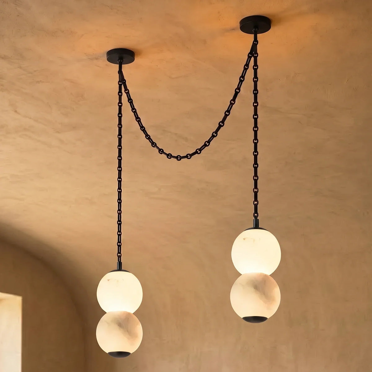 Marlowe Stacked Alabaster Chain Chandelier – Alabaster detail 44