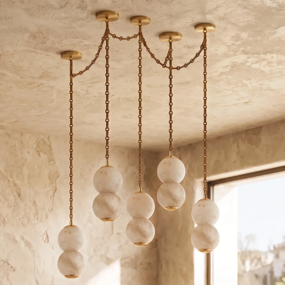 Marlowe Stacked Alabaster Chain Chandelier – Alabaster detail 64