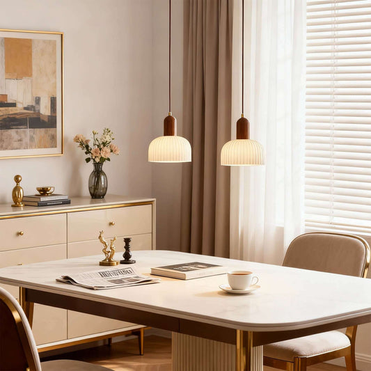 Modern Minimalist Pleated Glass Pendant Light