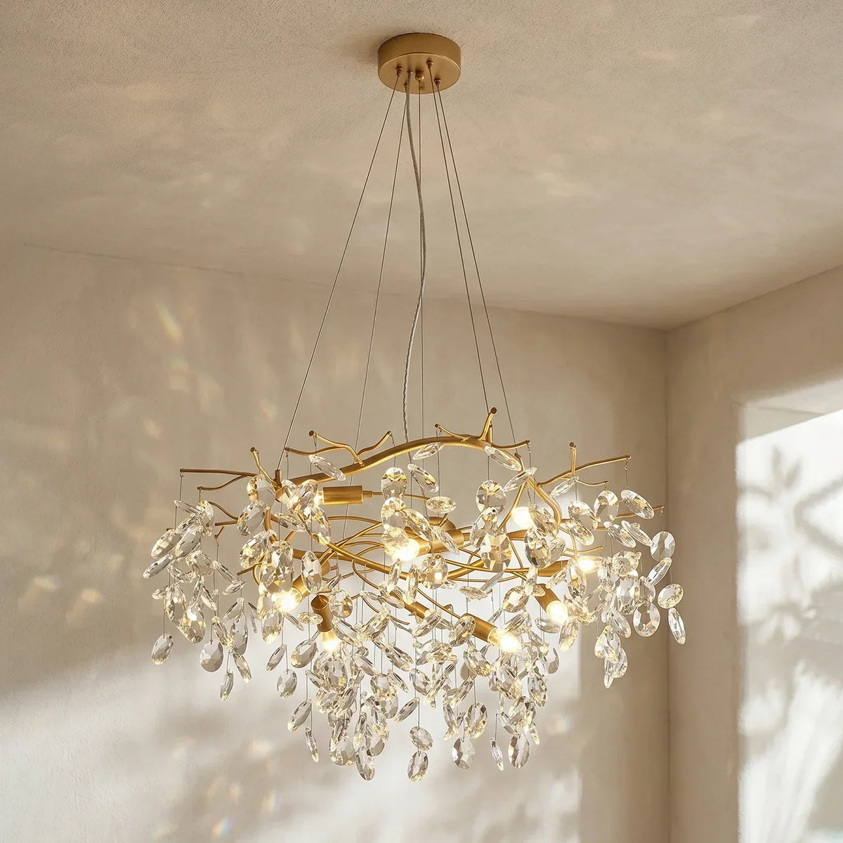 Crystal Teardrop Brass Chandelier – Crystal detail 13