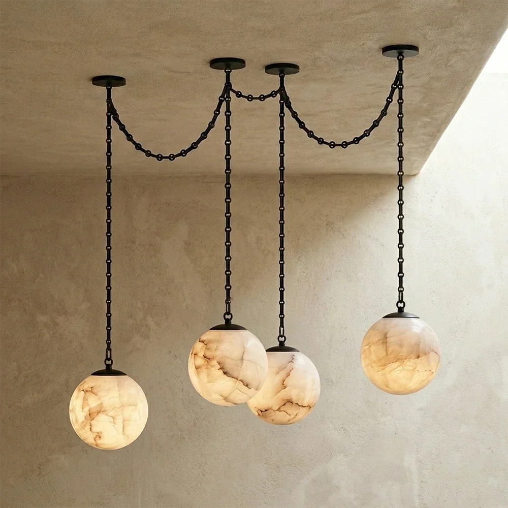 Alabaster Spherical Chain Chandelier – Alabaster detail 27