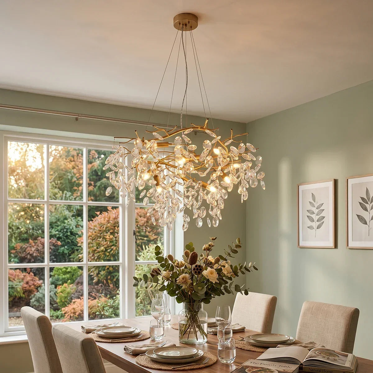 Crystal Teardrop Brass Chandelier – Crystal detail 3