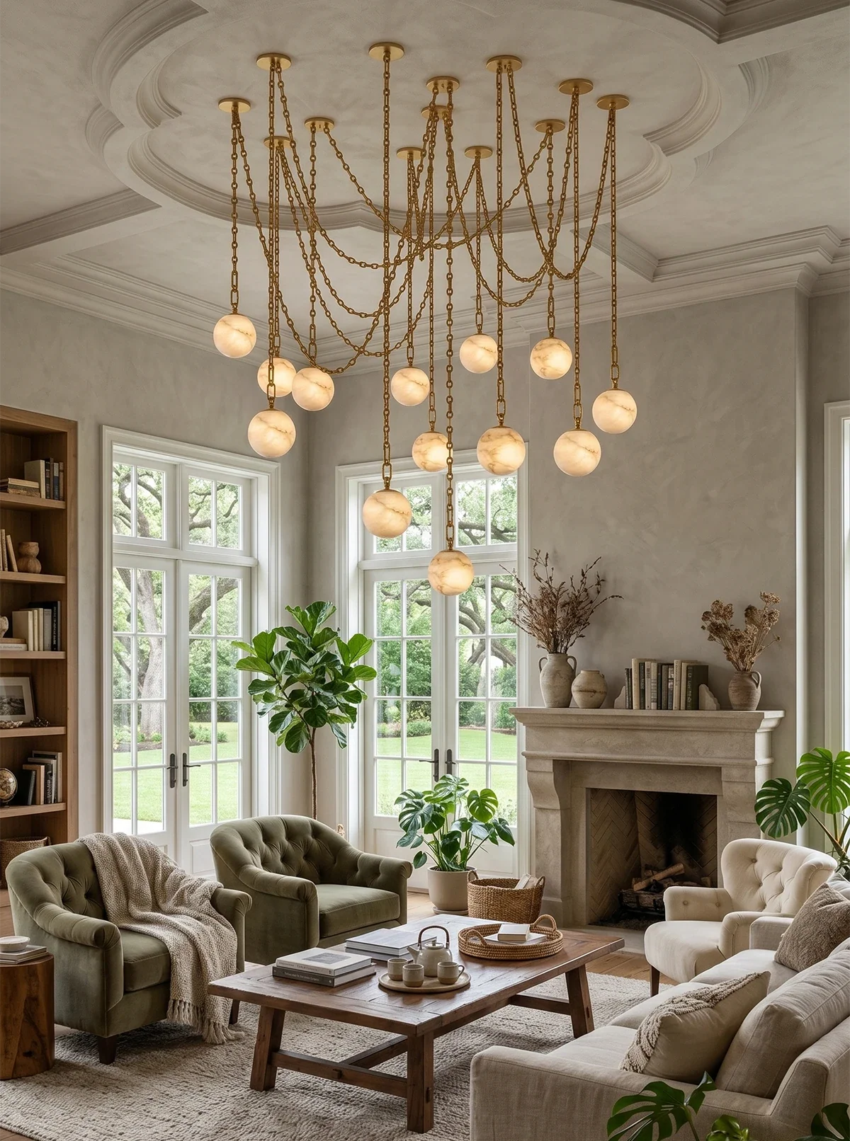 Alabaster Spherical Chain Chandelier – Alabaster detail 13