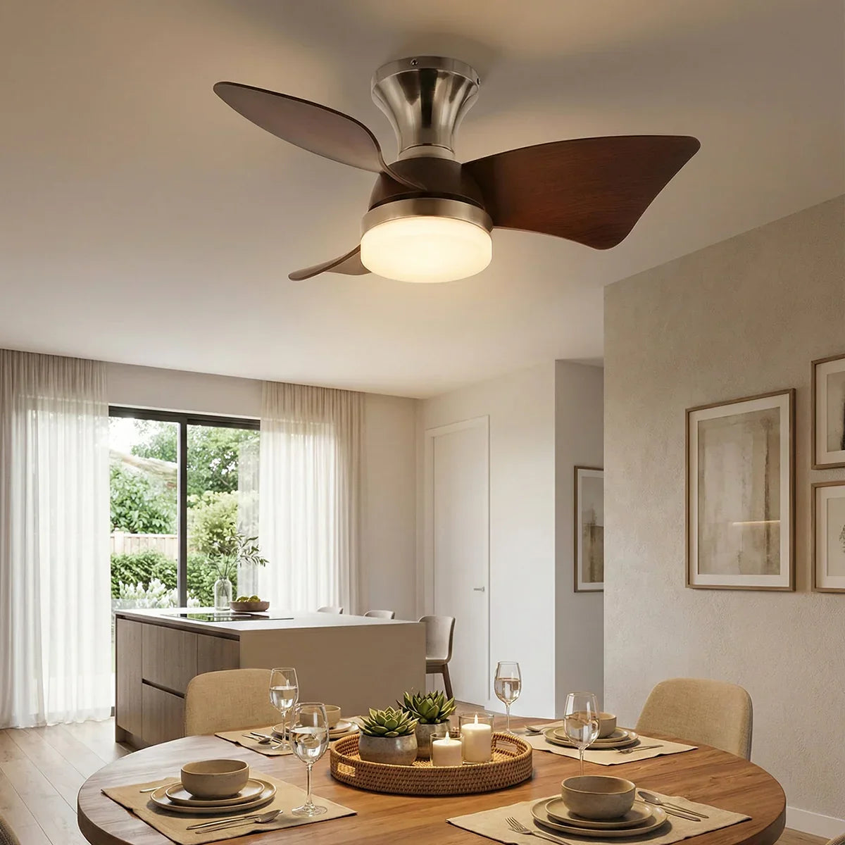 Minimalist Calix 3 Blade Copper Ceiling Fan Light – Copper detail 4