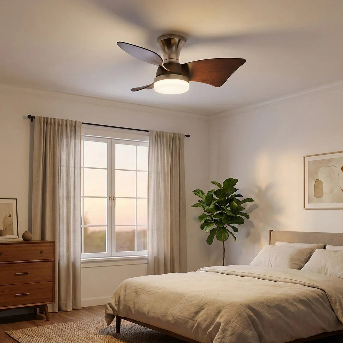 Minimalist Calix 3 Blade Copper Ceiling Fan Light – Copper detail 10