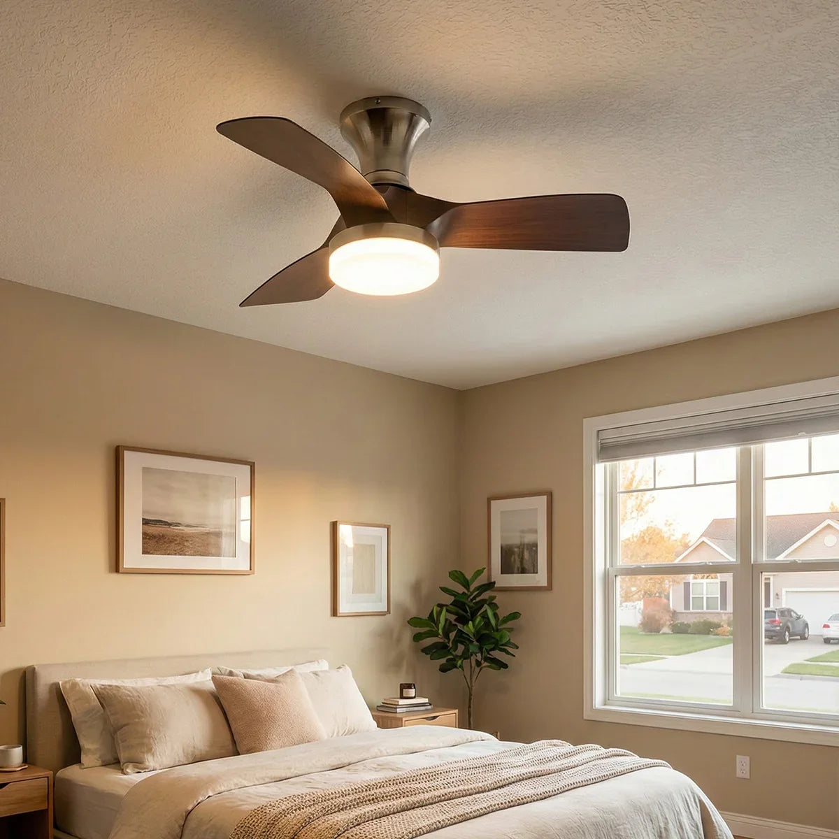 Minimalist Calix 3 Blade Copper Ceiling Fan Light – Copper detail 8