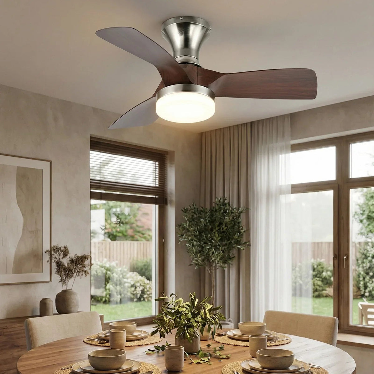 Minimalist Calix 3 Blade Copper Ceiling Fan Light – Copper detail 13