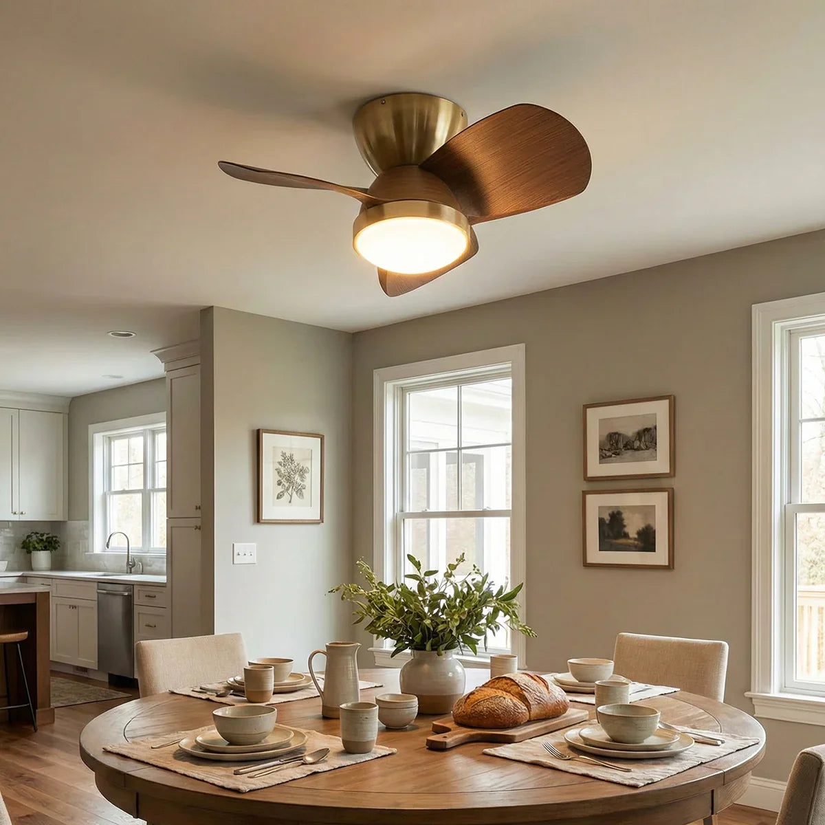Minimalist Miroter Copper Ceiling Fan Light – Copper detail 2