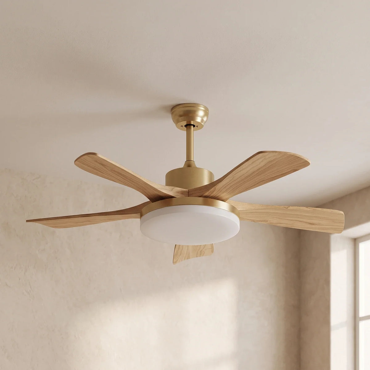 Minimalist Nordic Wooden Copper Ceiling Fan Light – Copper detail 20