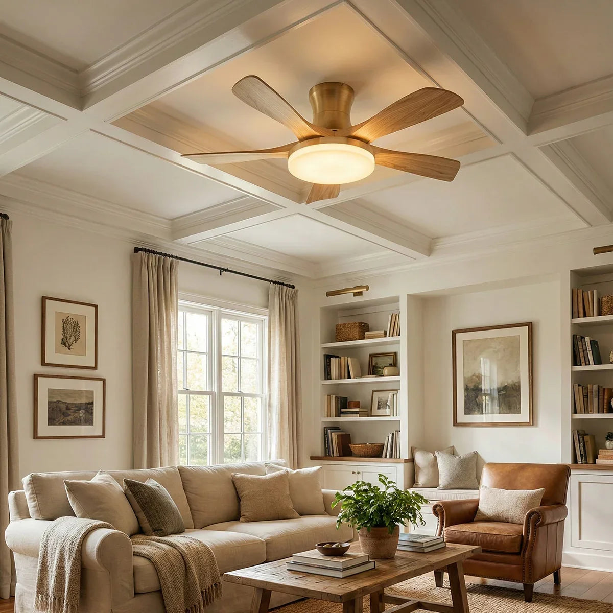 Minimalist Nordic Wooden Copper Ceiling Fan Light – Copper detail 6