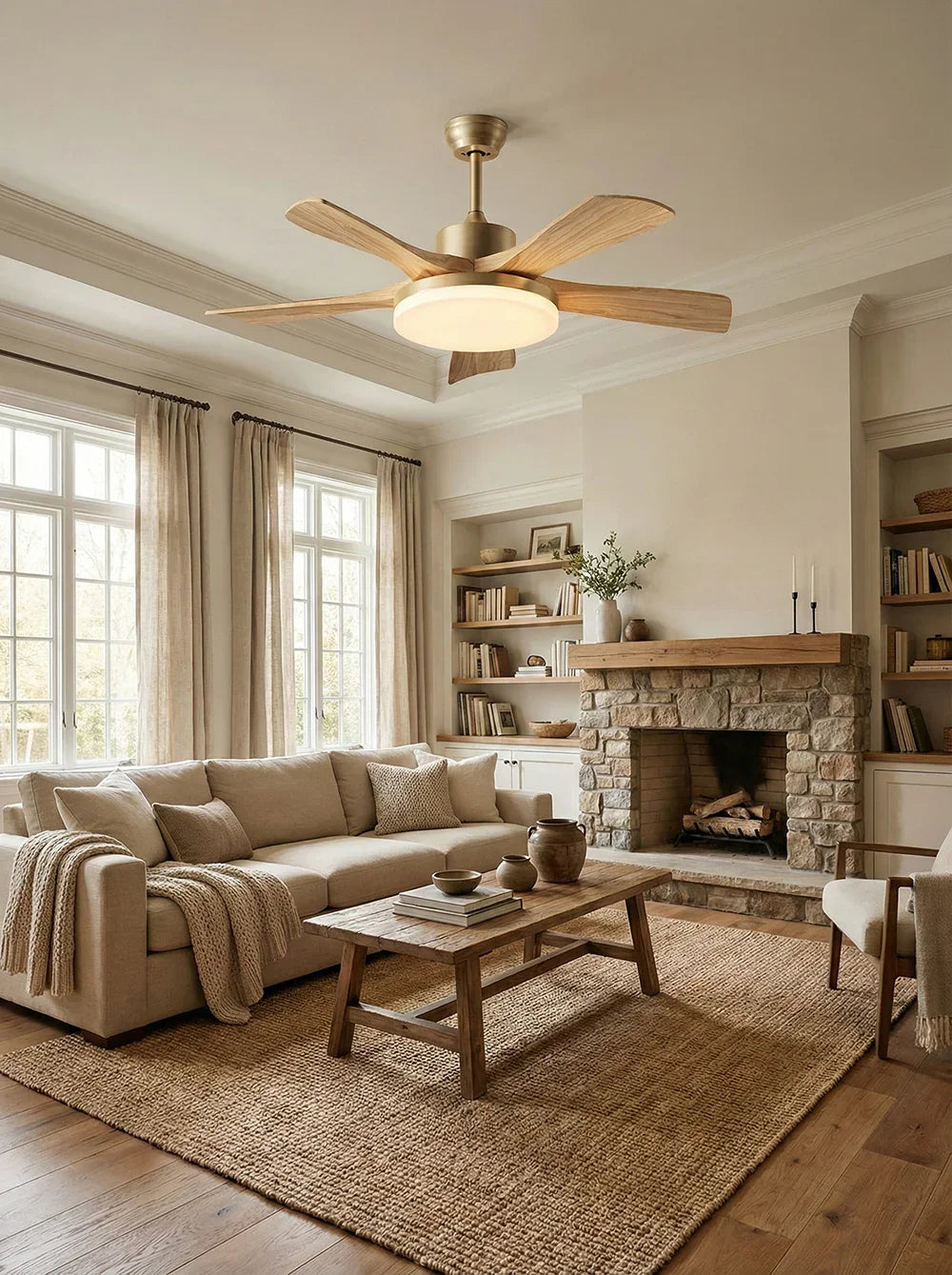 Minimalist Nordic Wooden Copper Ceiling Fan Light – Copper detail 11