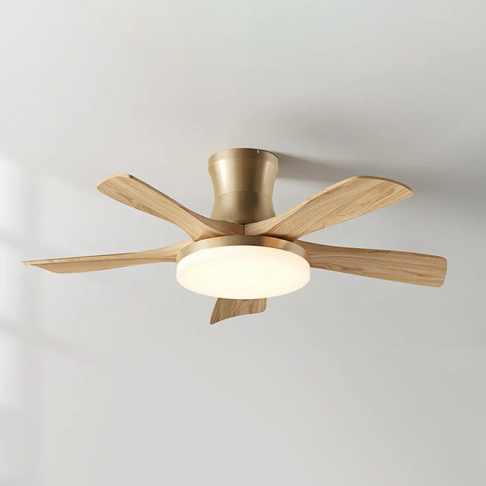 Minimalist Nordic Wooden Copper Ceiling Fan Light – Copper detail 18