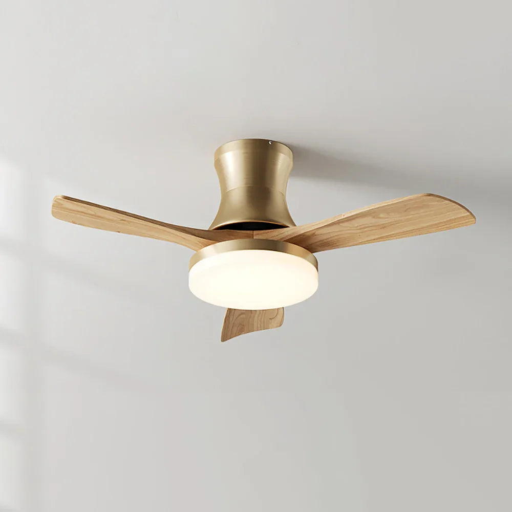 Minimalist Nordic Wooden Copper Ceiling Fan Light – Copper detail 16