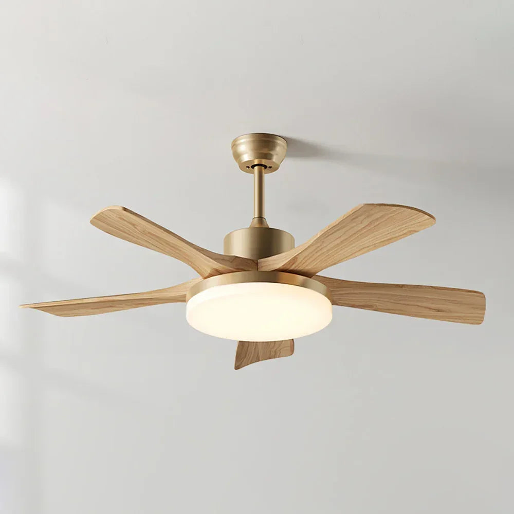 Minimalist Nordic Wooden Copper Ceiling Fan Light – Copper detail 19