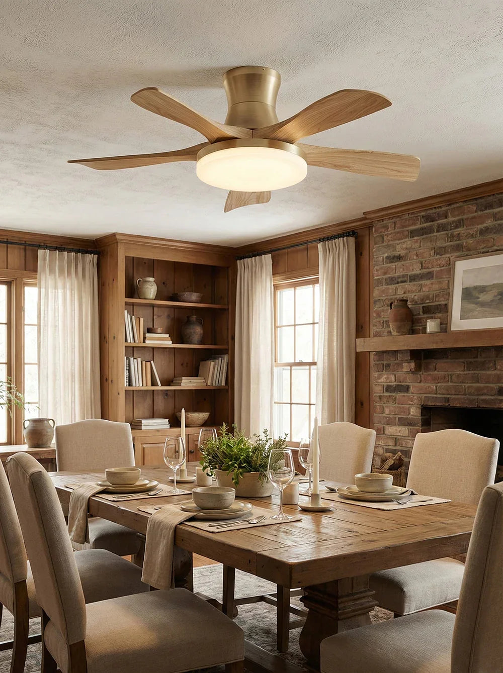 Minimalist Nordic Wooden Copper Ceiling Fan Light – Copper detail 12