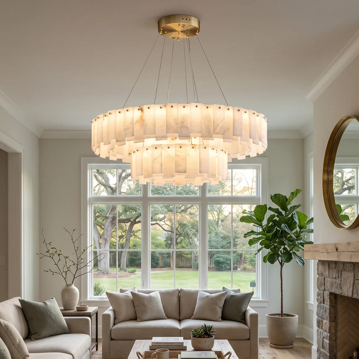 Modern Alabaster Celestial Round Chandelier – Alabaster detail 4