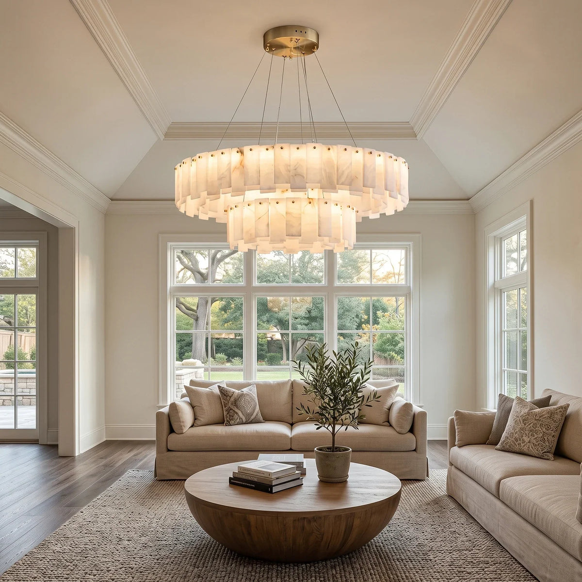 Modern Alabaster Celestial Round Chandelier – Alabaster detail 3