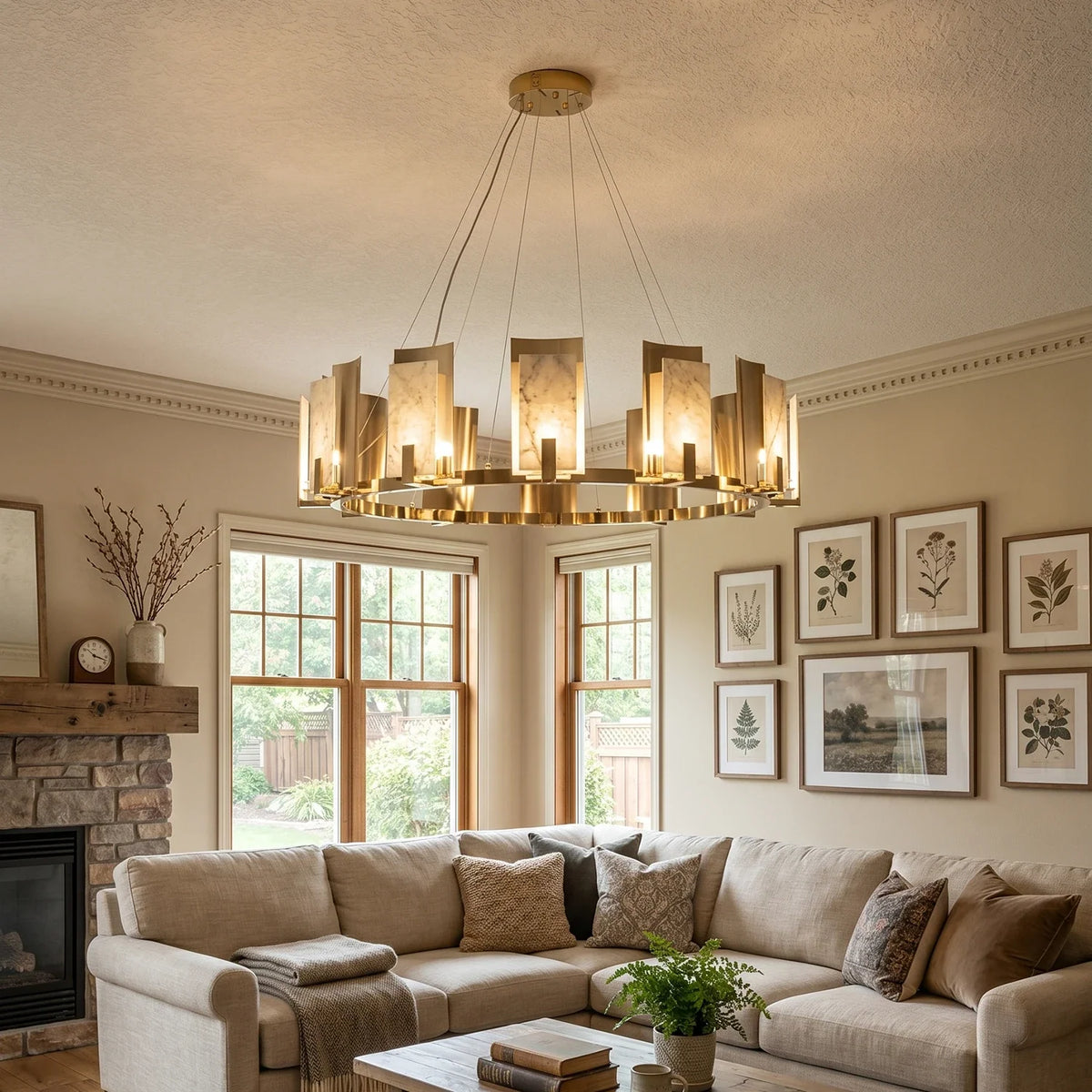 Modern Alabaster Jessie Round Chandelier – Alabaster detail 2
