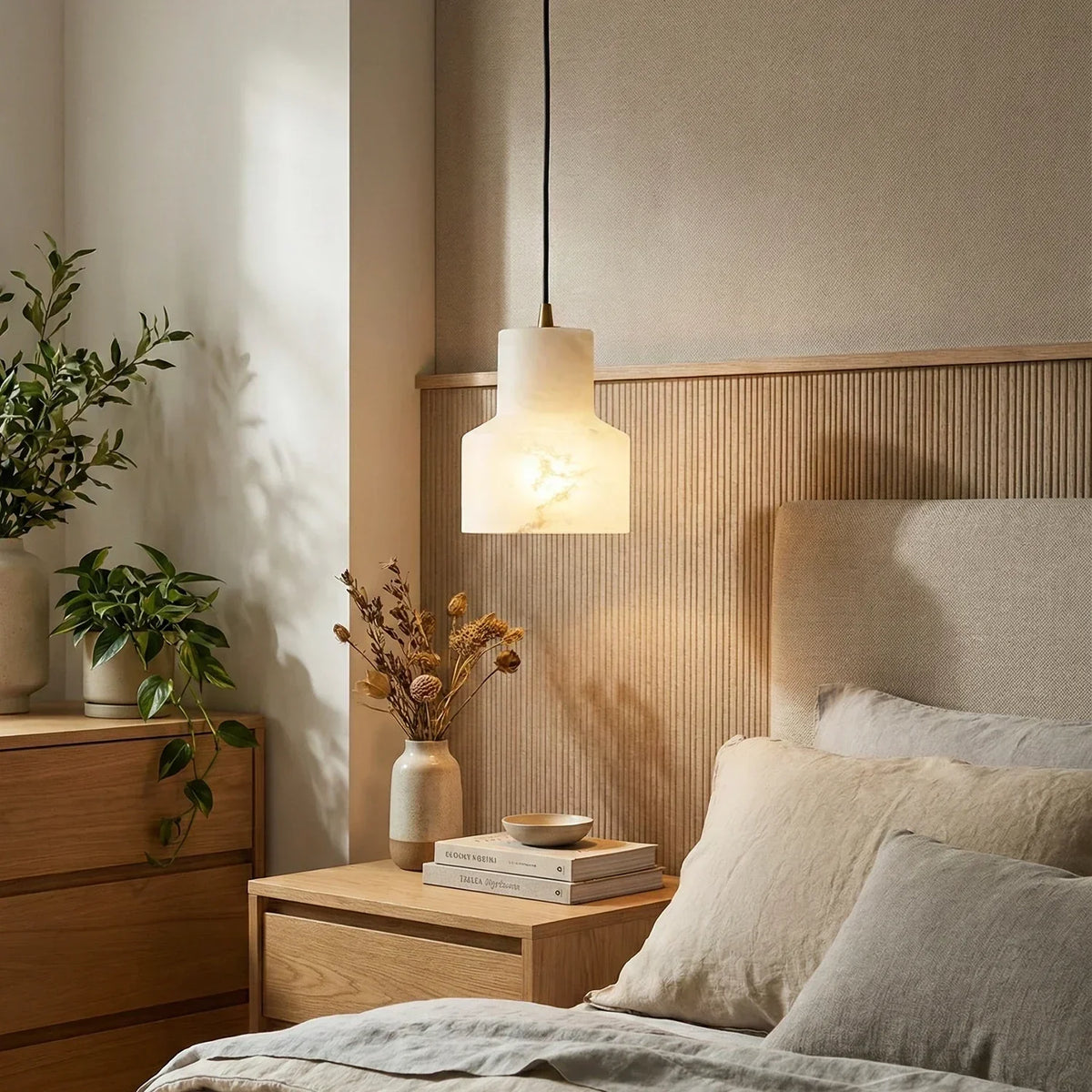 Modern Alabaster Millson Pendnat Light – Alabaster detail 2
