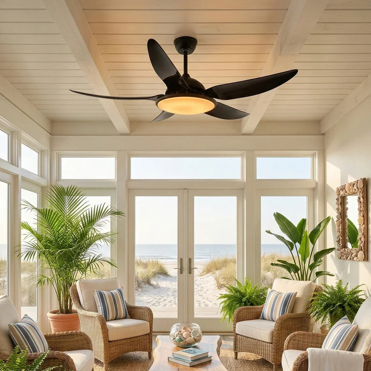 Modern Curved Blade Copper Ceiling Fan Light – Copper detail 9