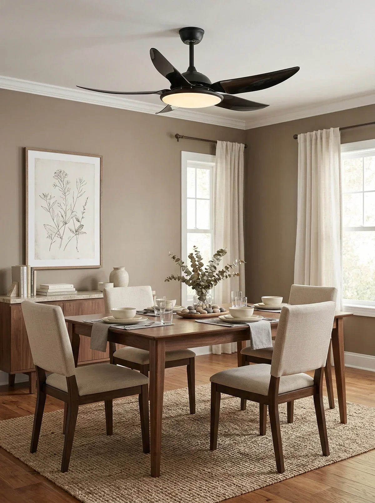 Modern Curved Blade Copper Ceiling Fan Light – Copper detail 12