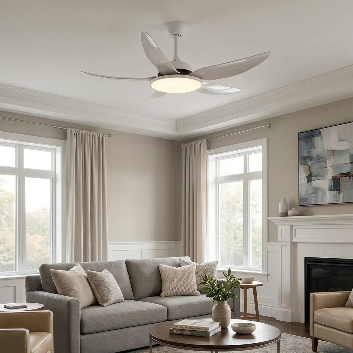 Modern Curved Blade Copper Ceiling Fan Light – Copper detail 7