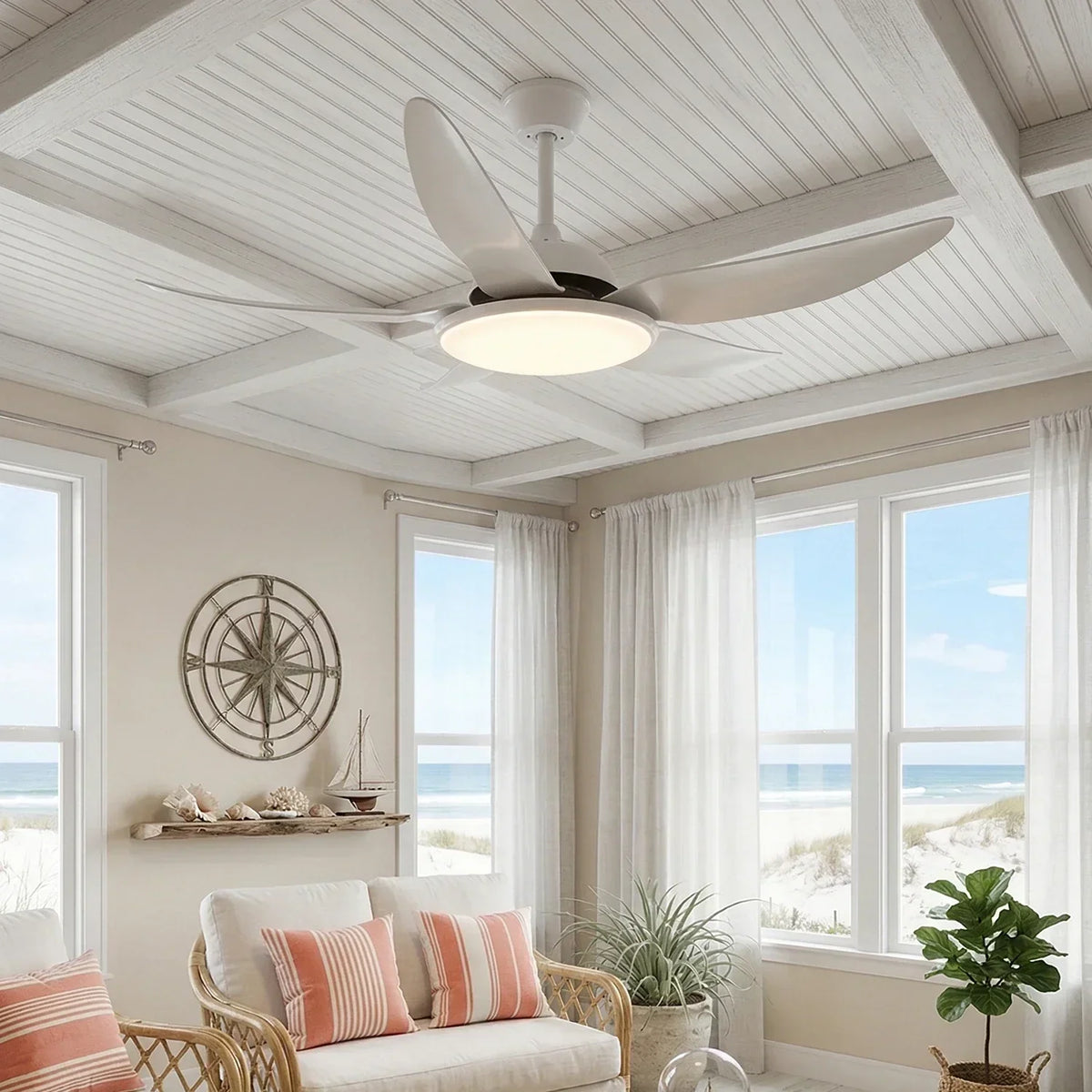 Modern Curved Blade Copper Ceiling Fan Light – Copper detail 5