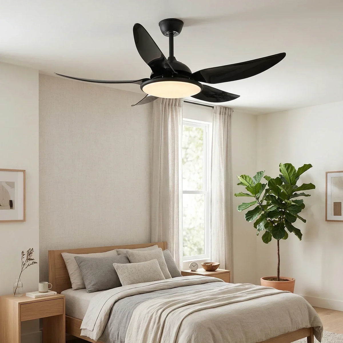Modern Curved Blade Copper Ceiling Fan Light – Copper detail 6
