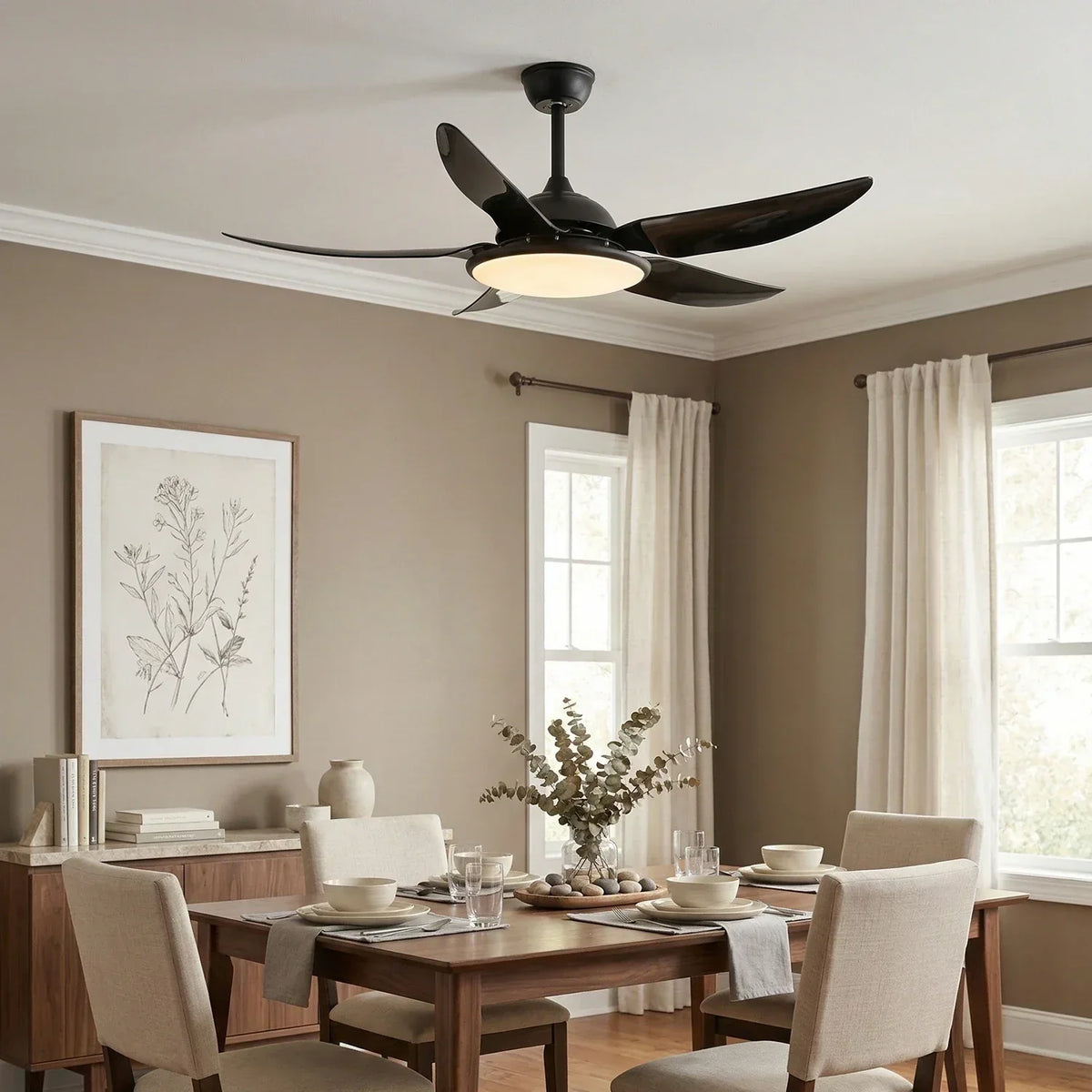 Modern Curved Blade Copper Ceiling Fan Light – Copper detail 3