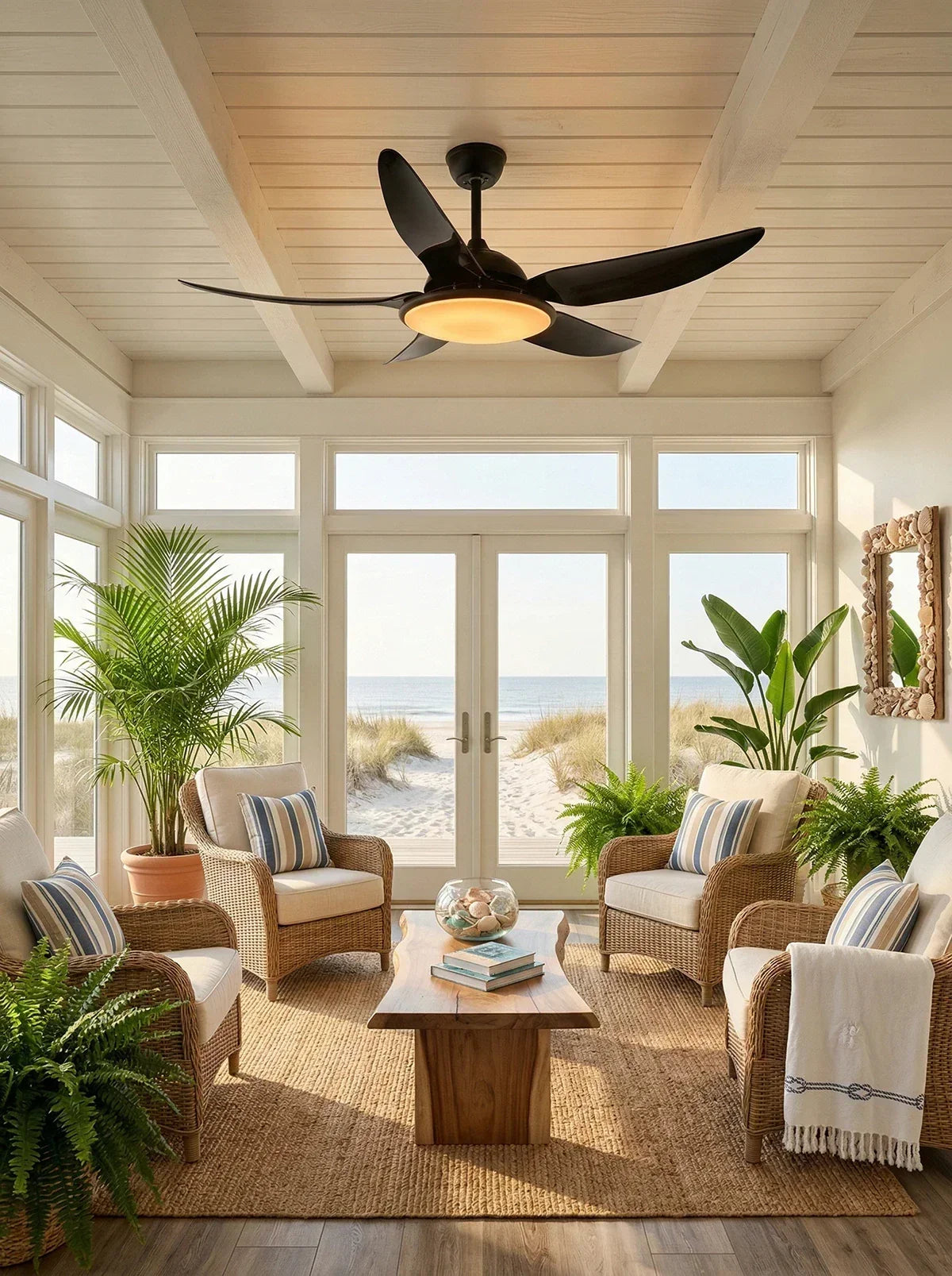 Modern Curved Blade Copper Ceiling Fan Light – Copper detail 11