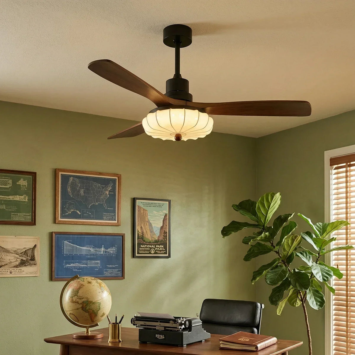 Modern Elira Flower Fabric Ceiling Fan Lights Copper – Copper detail 4
