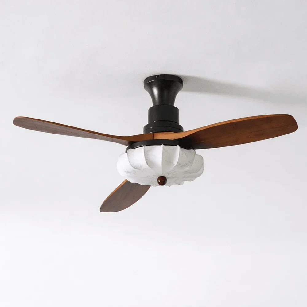 Modern Elira Flower Fabric Ceiling Fan Lights Copper – Copper detail 27