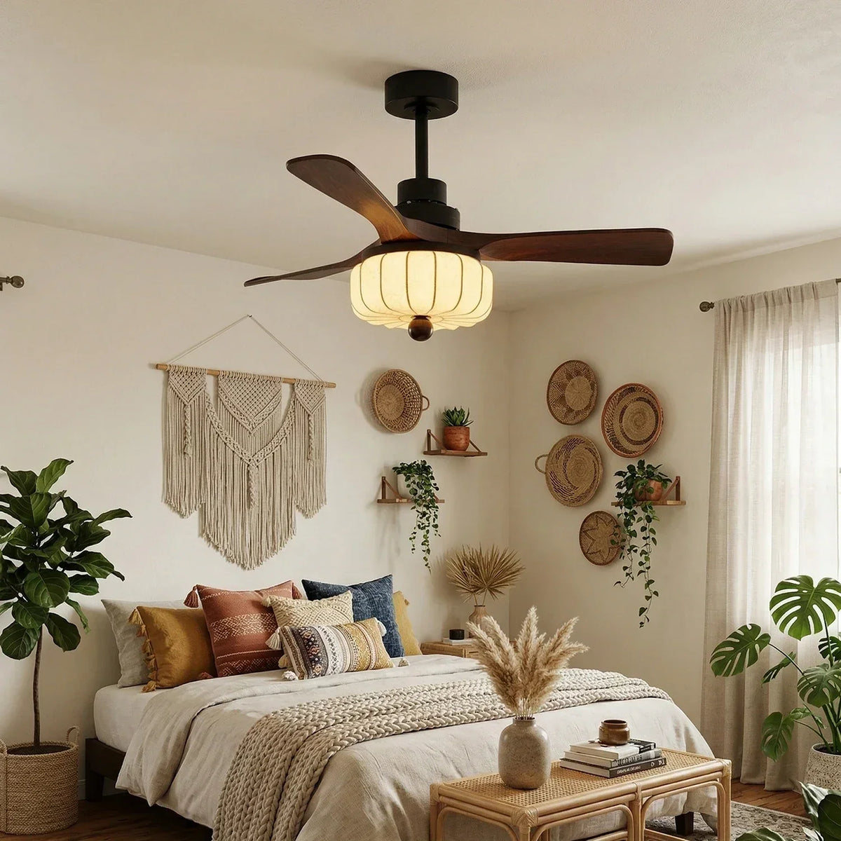 Modern Elira Flower Fabric Ceiling Fan Lights Copper – Copper detail 2