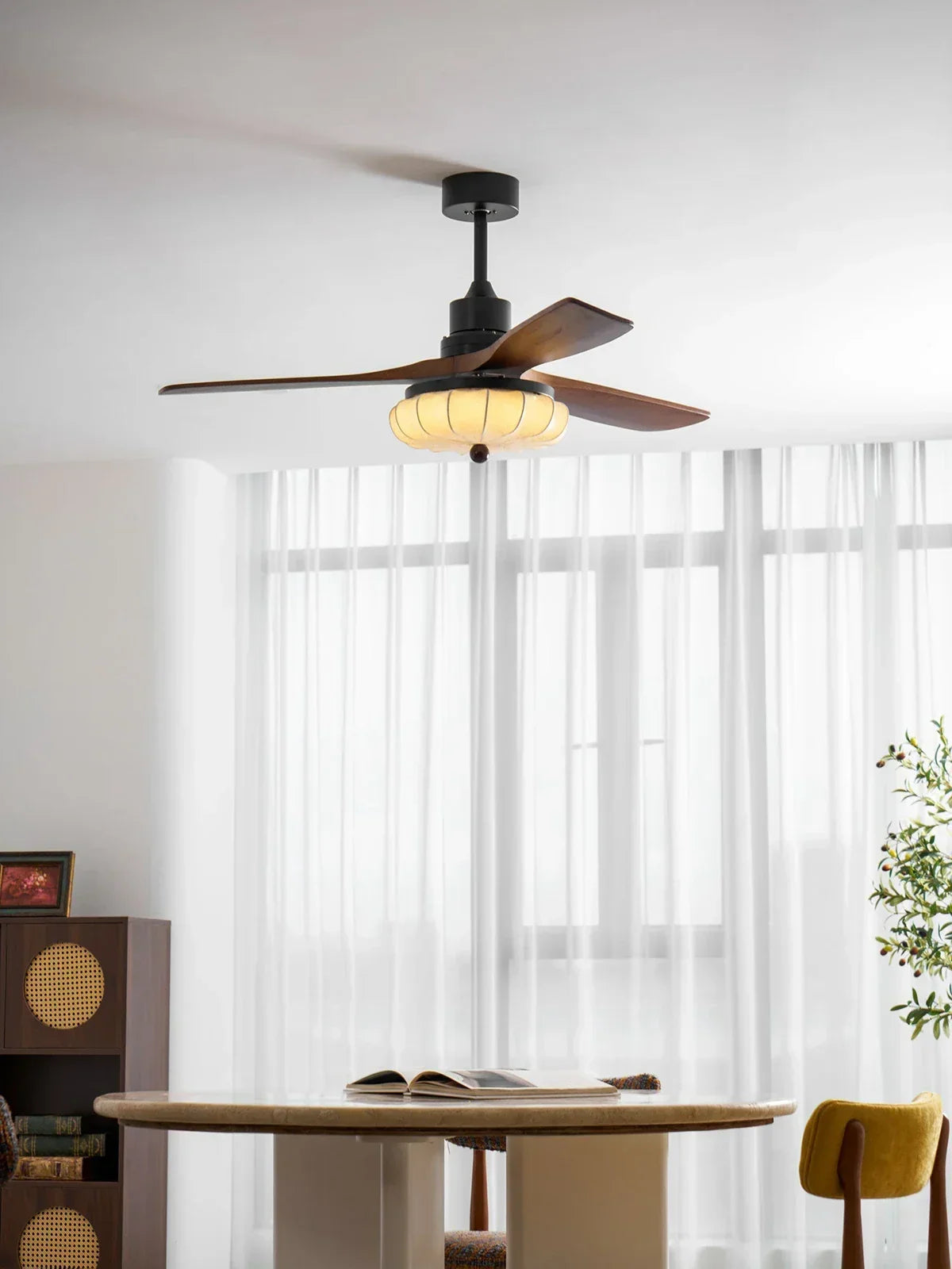Modern Elira Flower Fabric Ceiling Fan Lights Copper – Copper detail 14