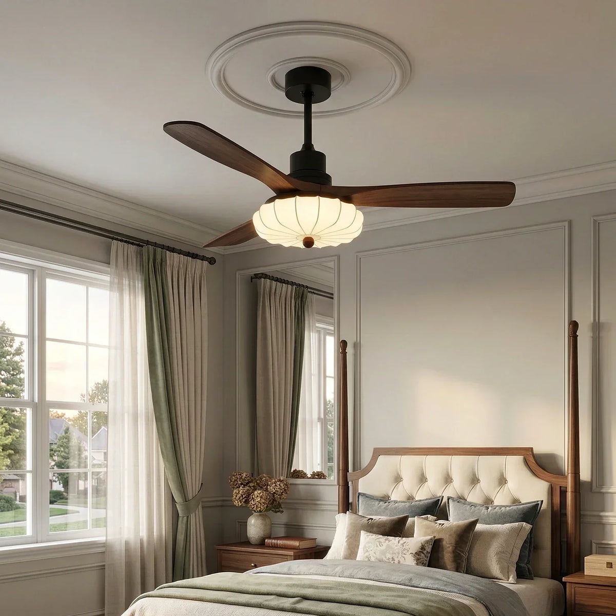 Modern Elira Flower Fabric Ceiling Fan Lights Copper – Copper detail 7