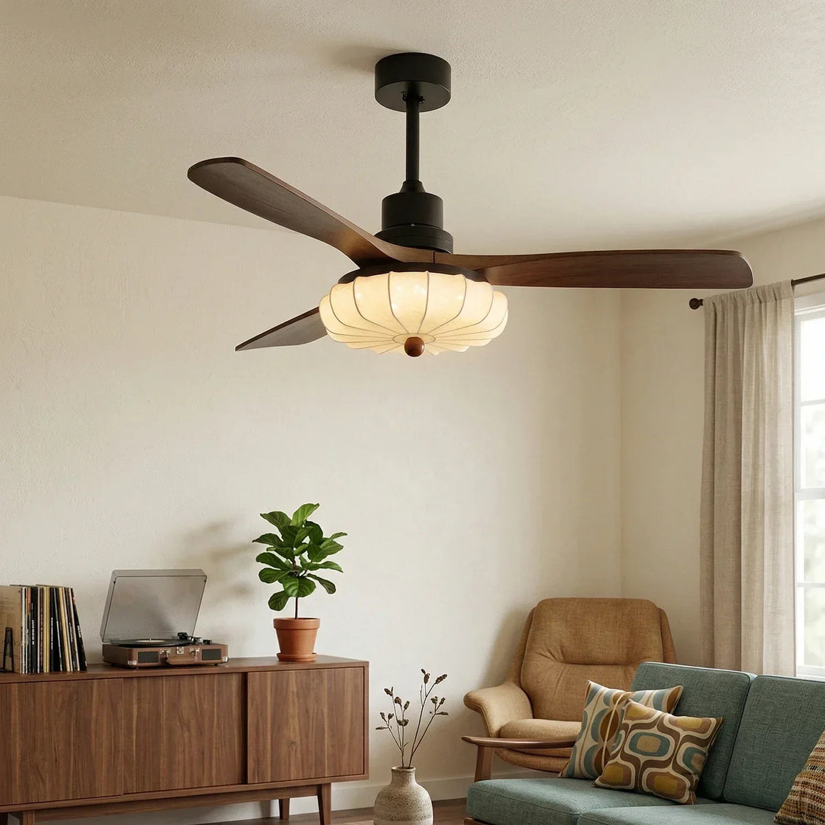 Modern Elira Flower Fabric Ceiling Fan Lights Copper – Copper detail 5