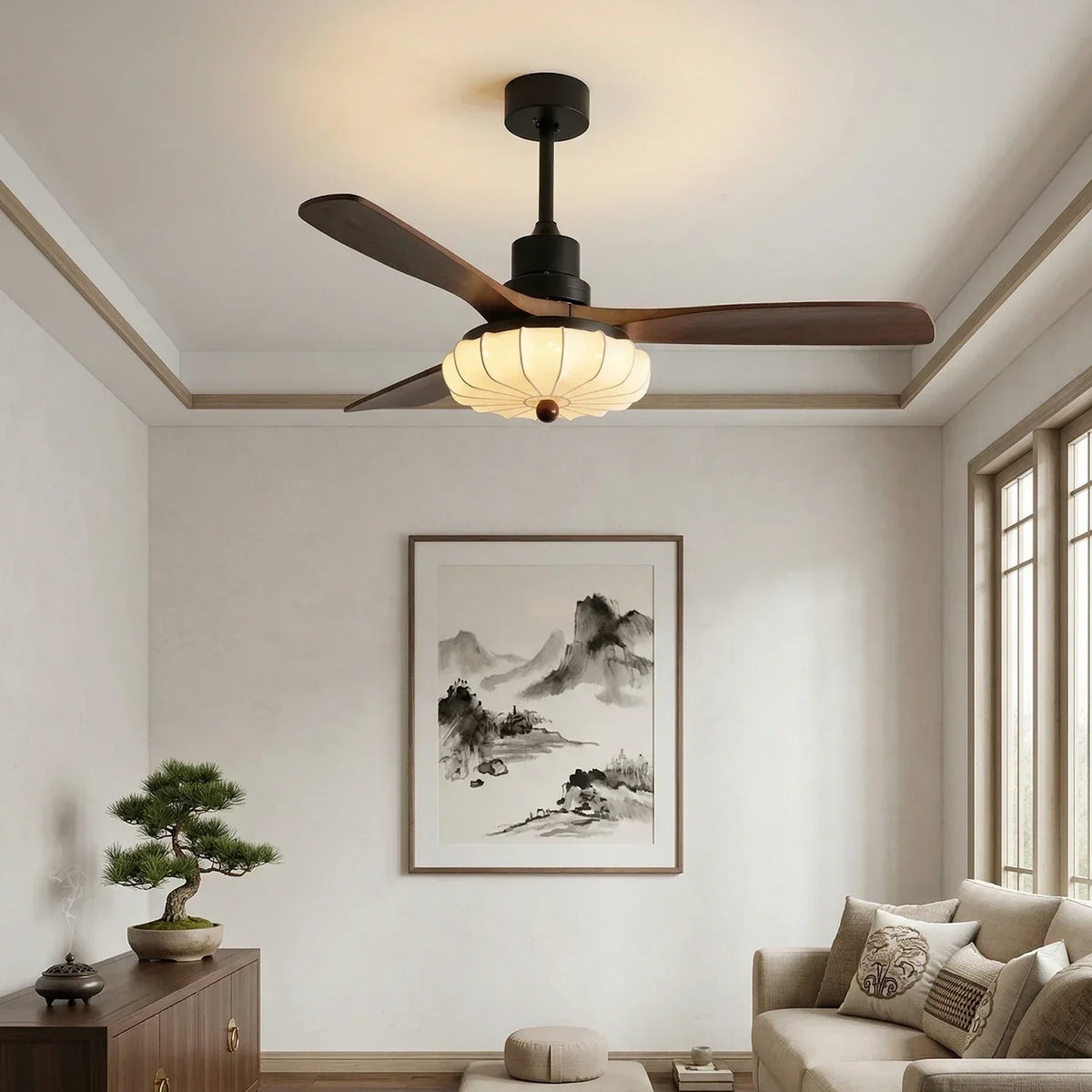 Modern Elira Flower Fabric Ceiling Fan Lights Copper – Copper detail 6