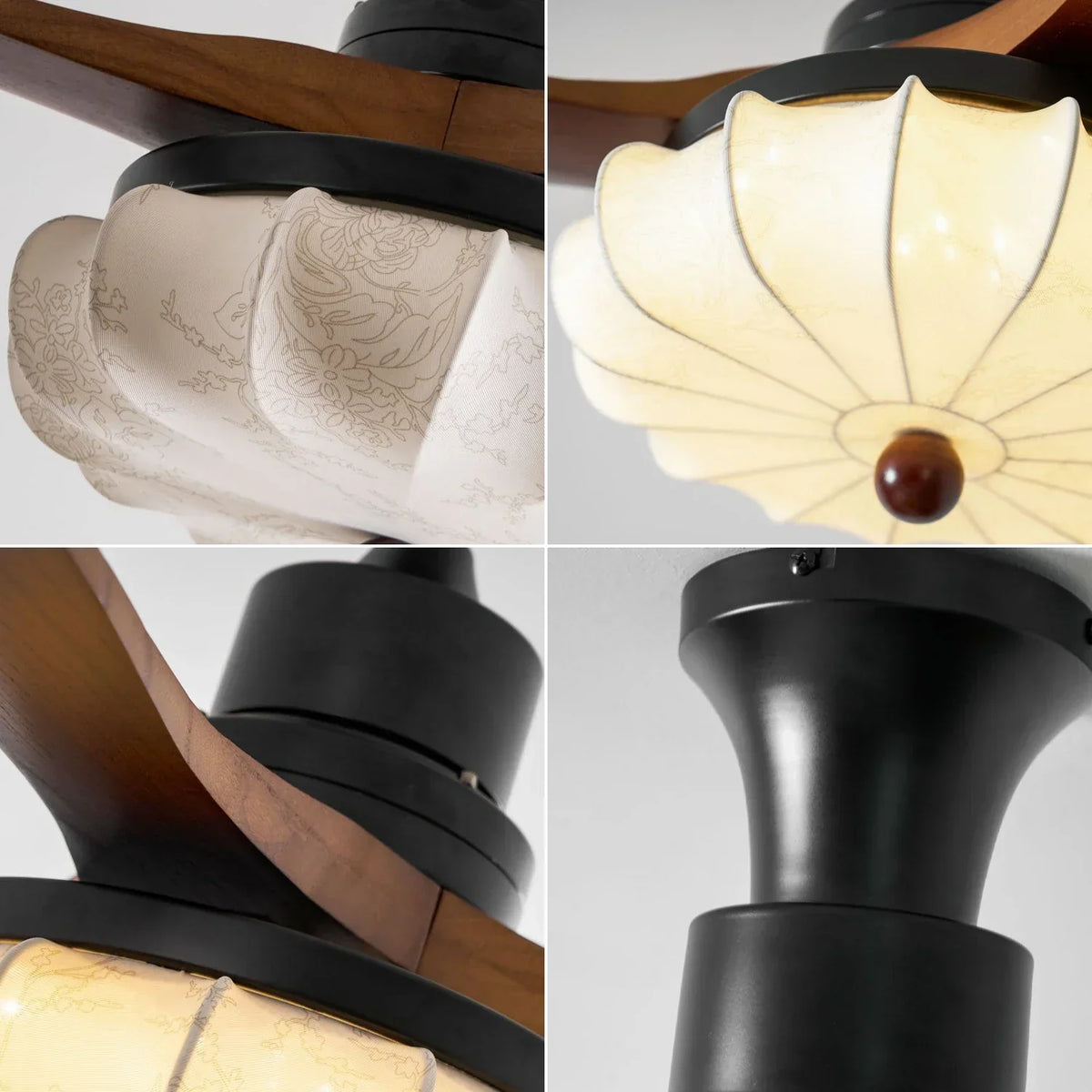 Modern Elira Flower Fabric Ceiling Fan Lights Copper – Copper detail 22